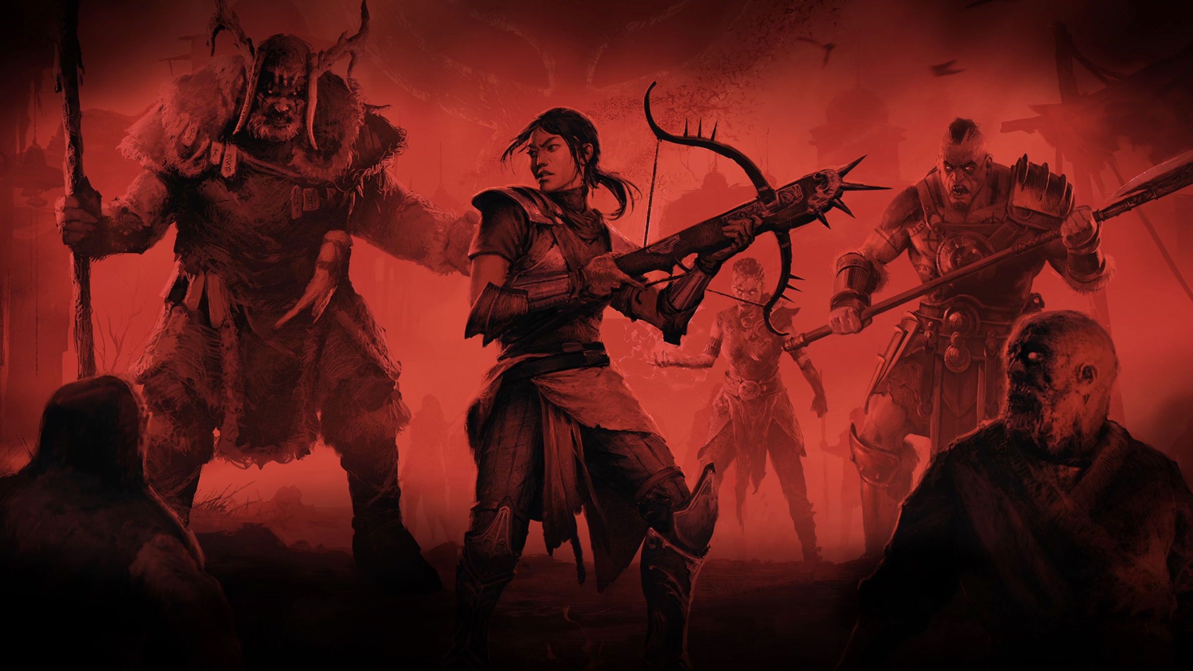 A rogue holds a crossbow in key art for Diablo 4 season 2.
