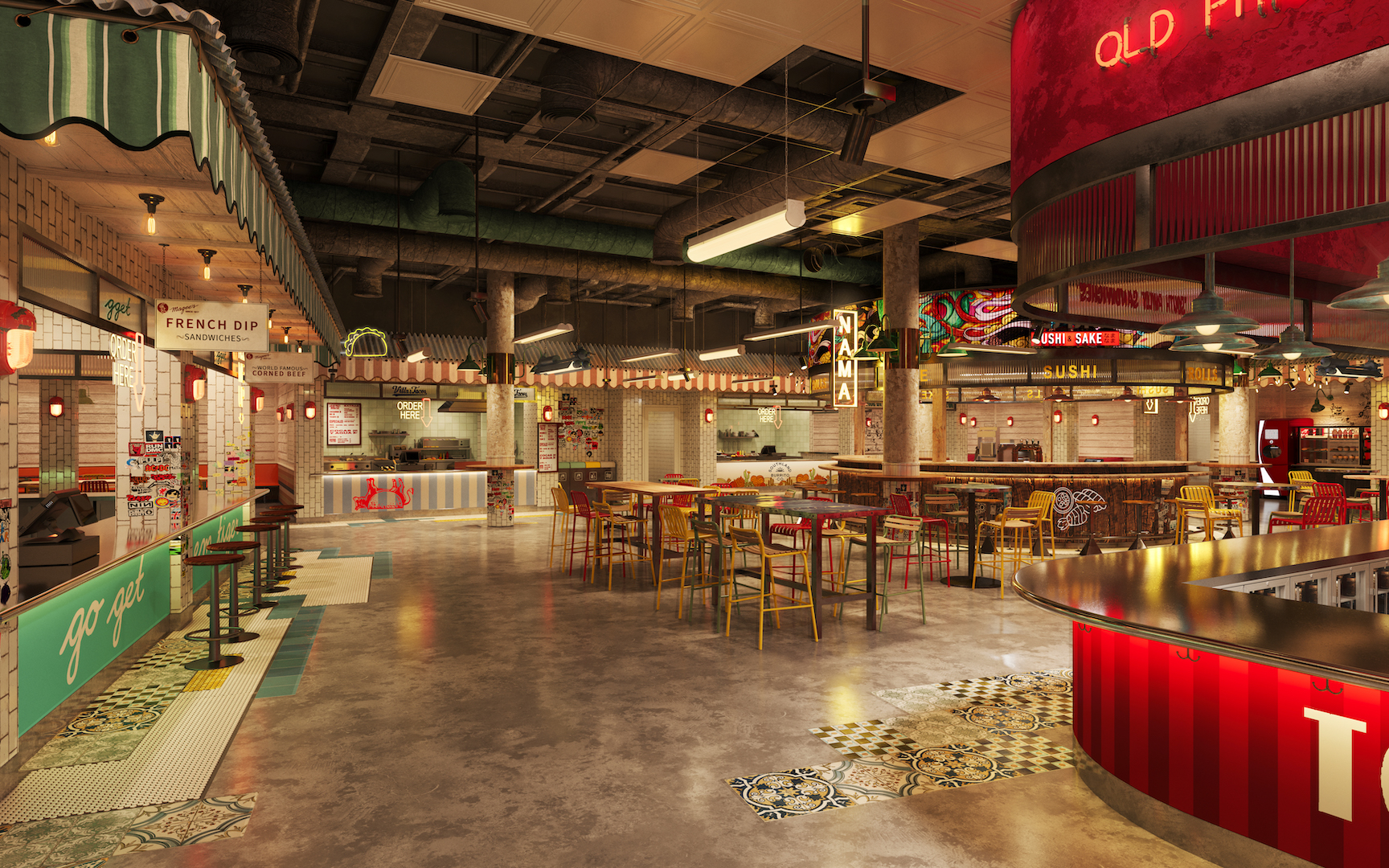 Rendering of the Canteen Food Hall.