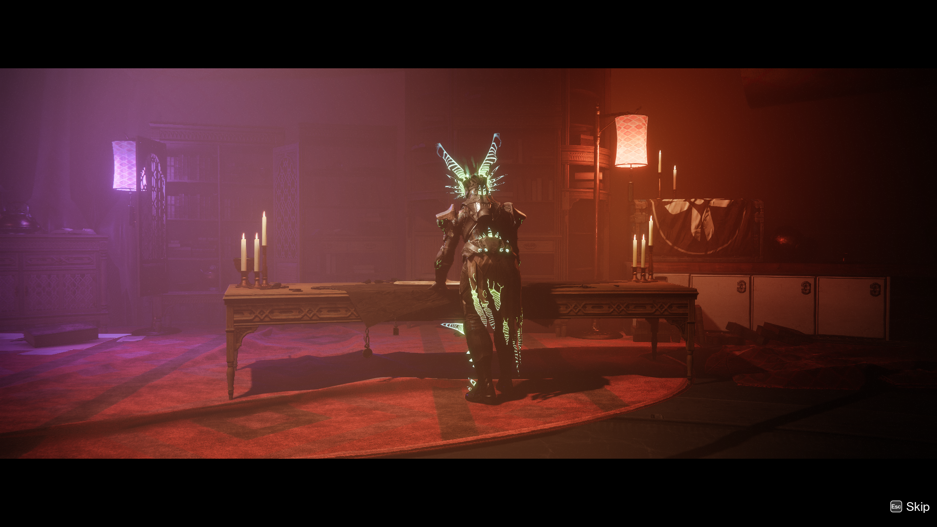 A Titan in green armor stands with their back to the camera in Destiny 2