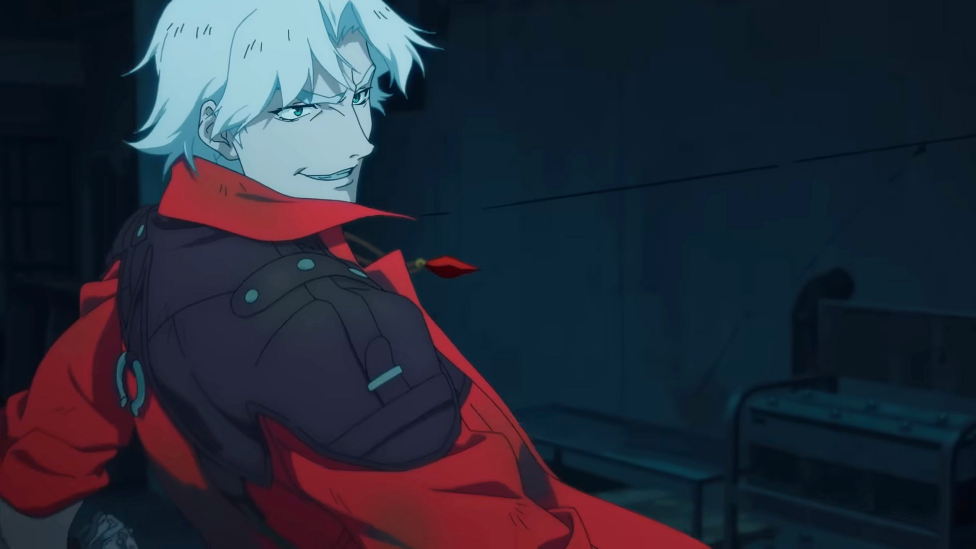 A still of Dante grinning from the Netflix Devil May Cry animated series
