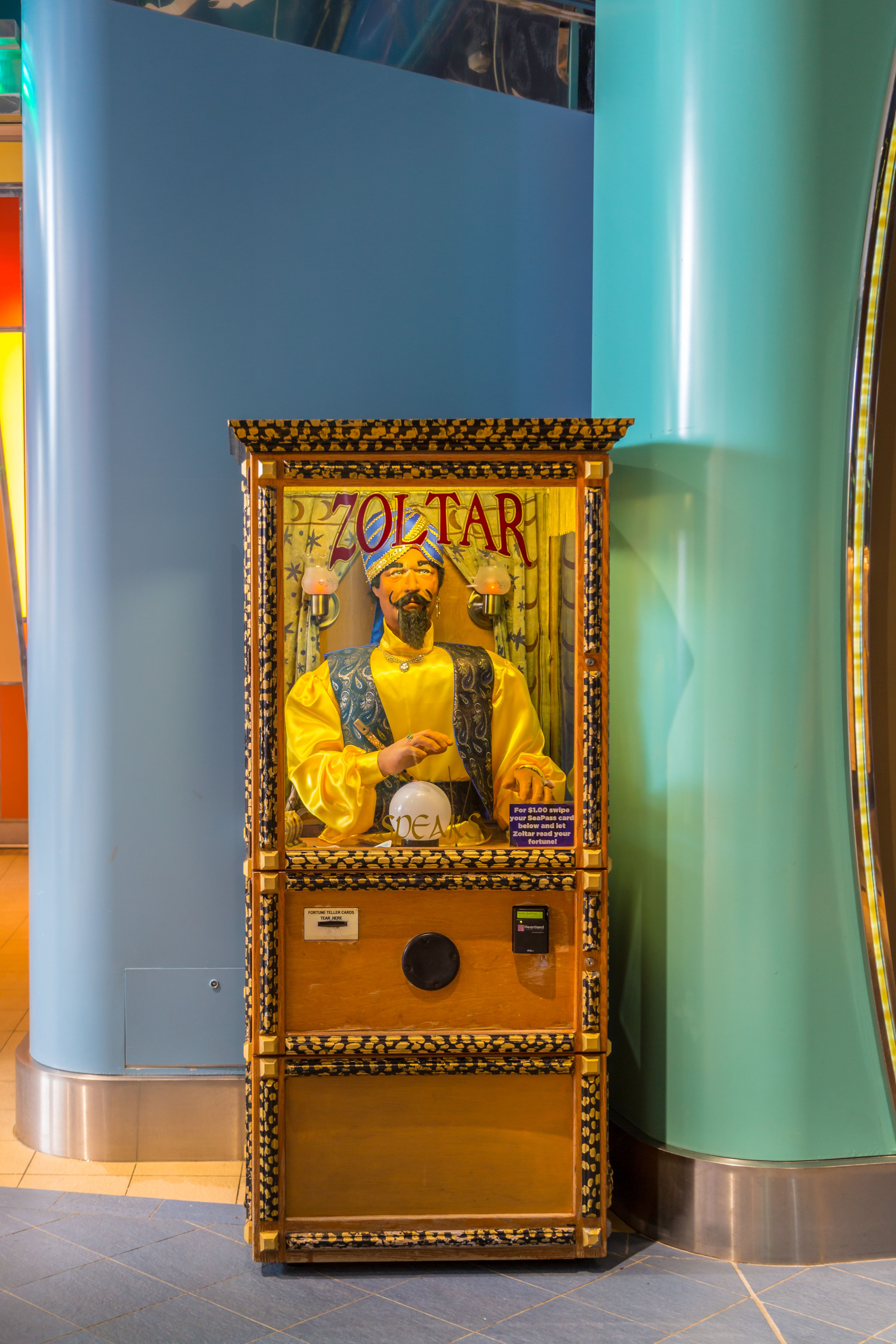 Zoltar fortune telling arcade machine on the Royal Caribbean Allure of the Seas cruise ship