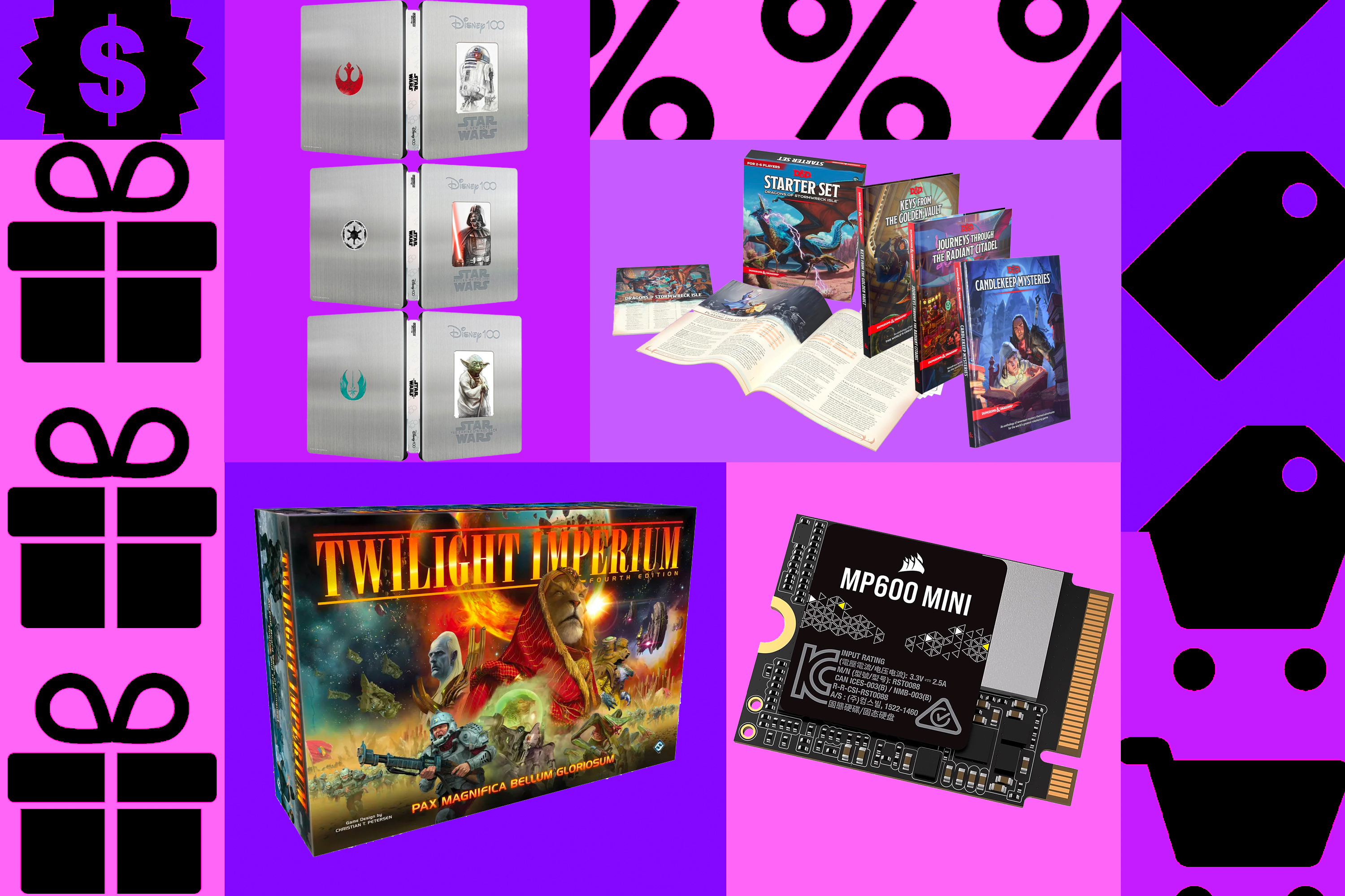 A composite image of products on sale during Cyber Monday