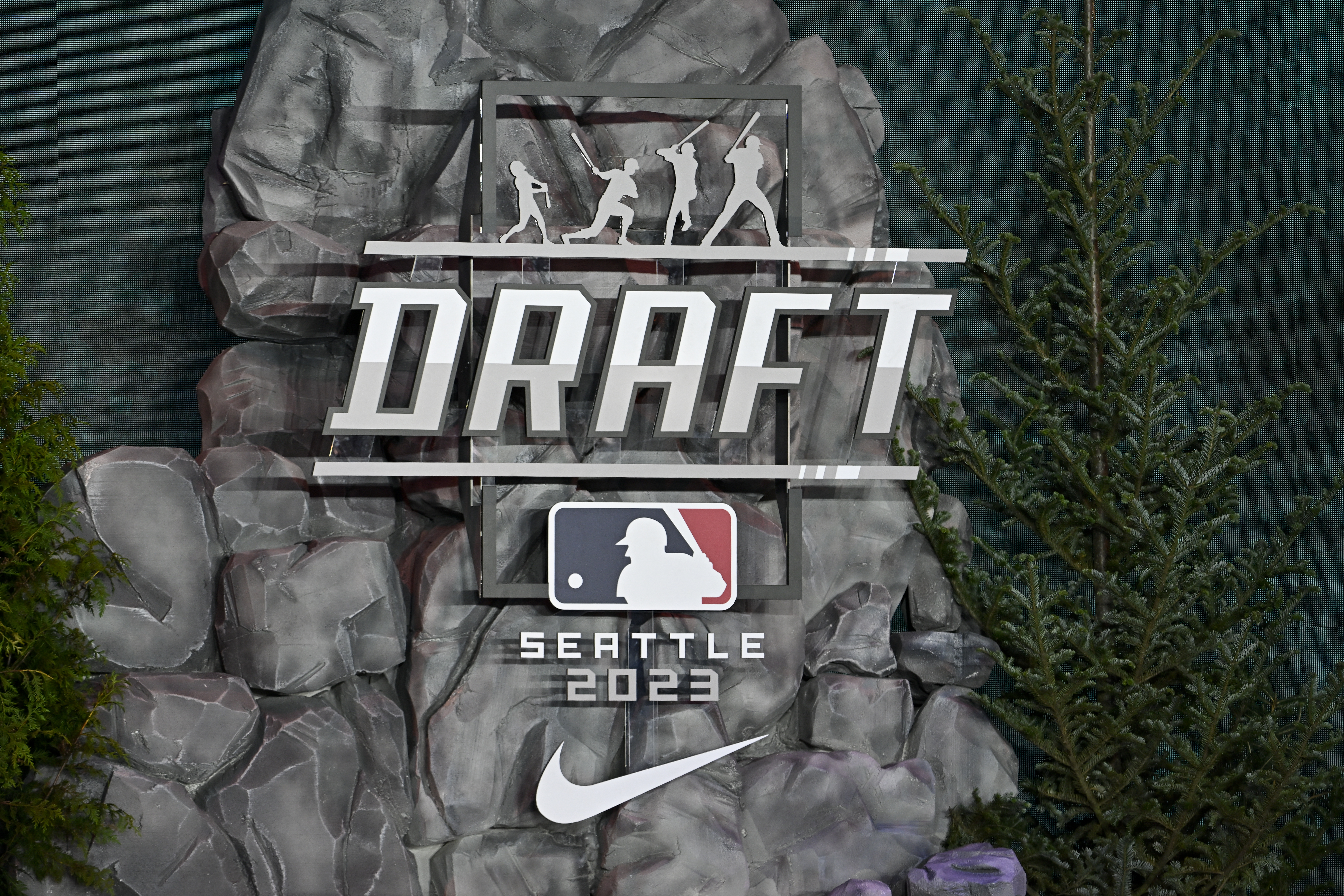 A view of the draft stage before the 2023 MLB Draft at Lumen Field on July 09, 2023 in Seattle, Washington.