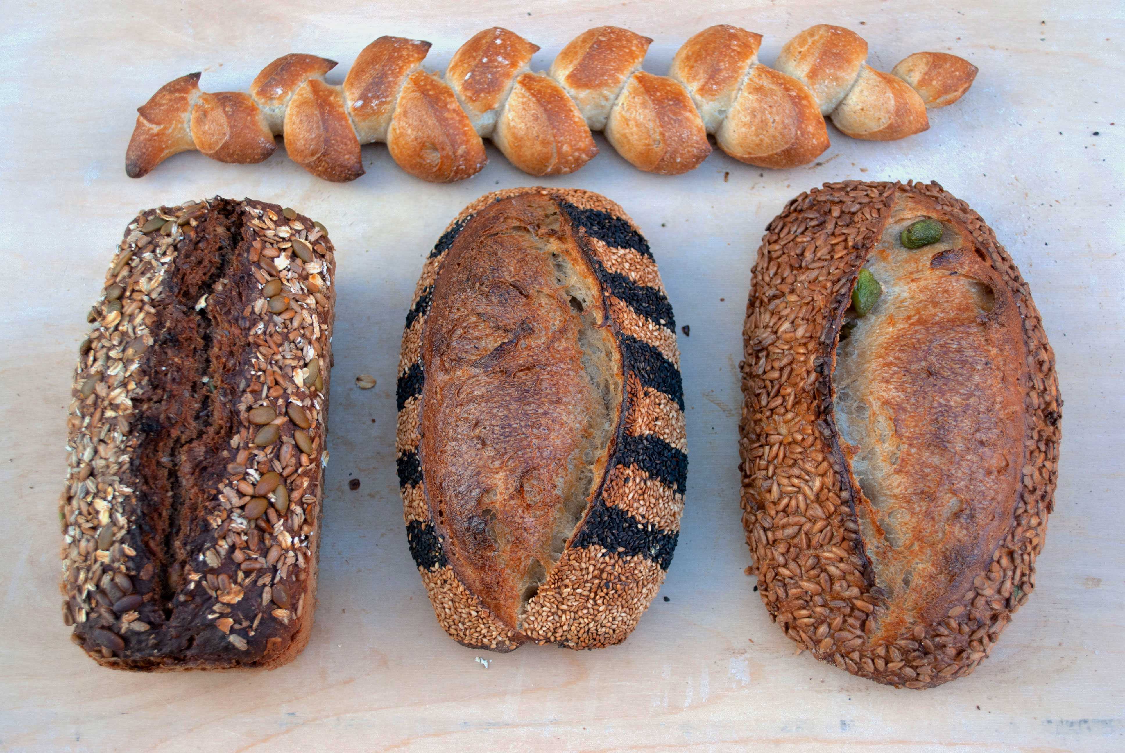 A spread of bread from Mel the Bakery.