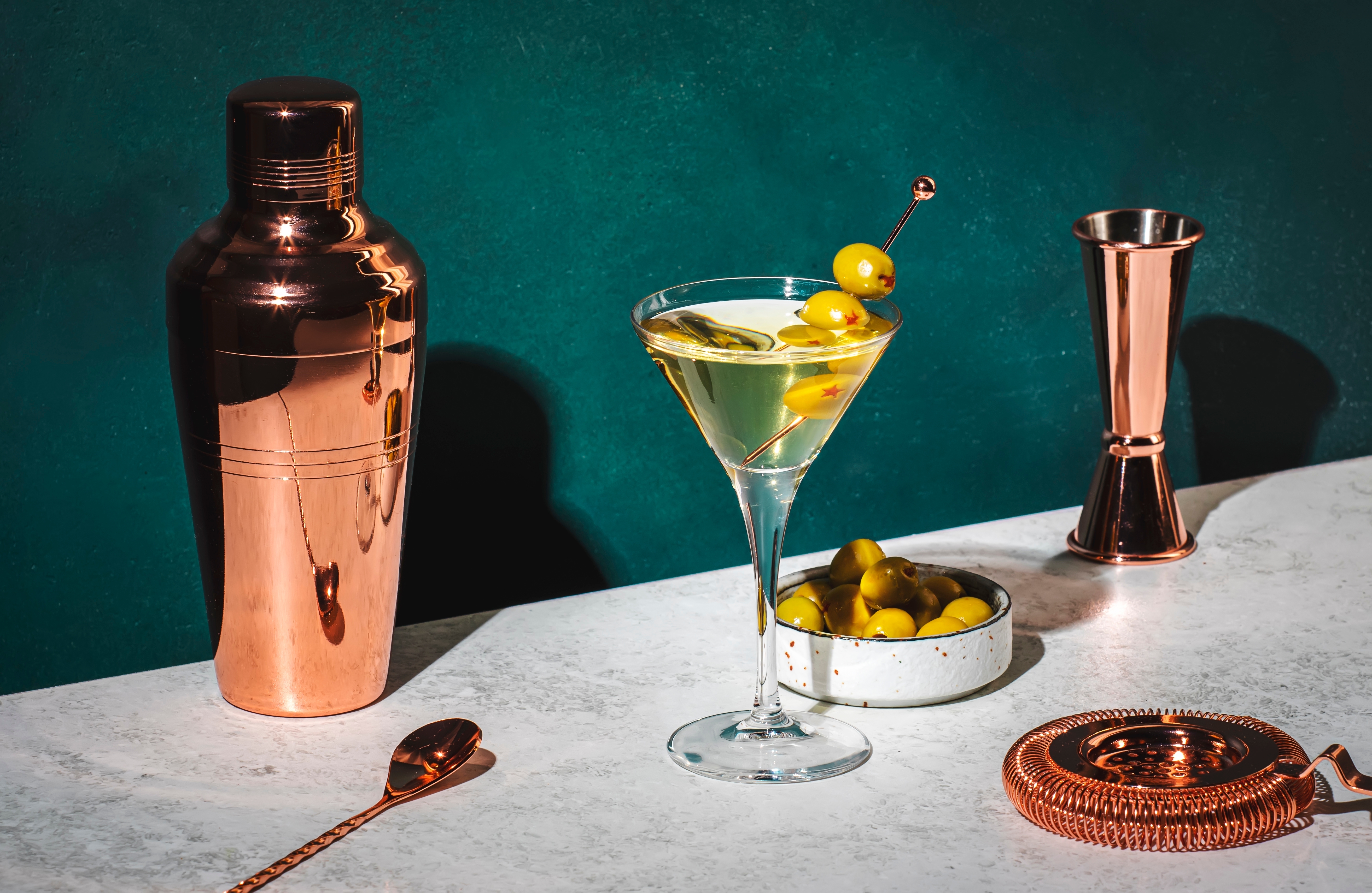 A martini and a shaker.