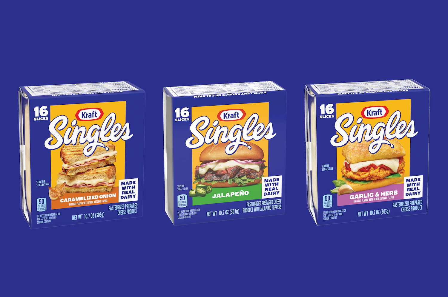 Three packages of Kraft flavored Singles