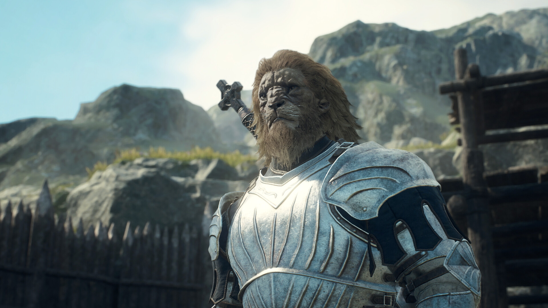 A screenshot featuring a handsome lion man from Dragon’s Dogma 2