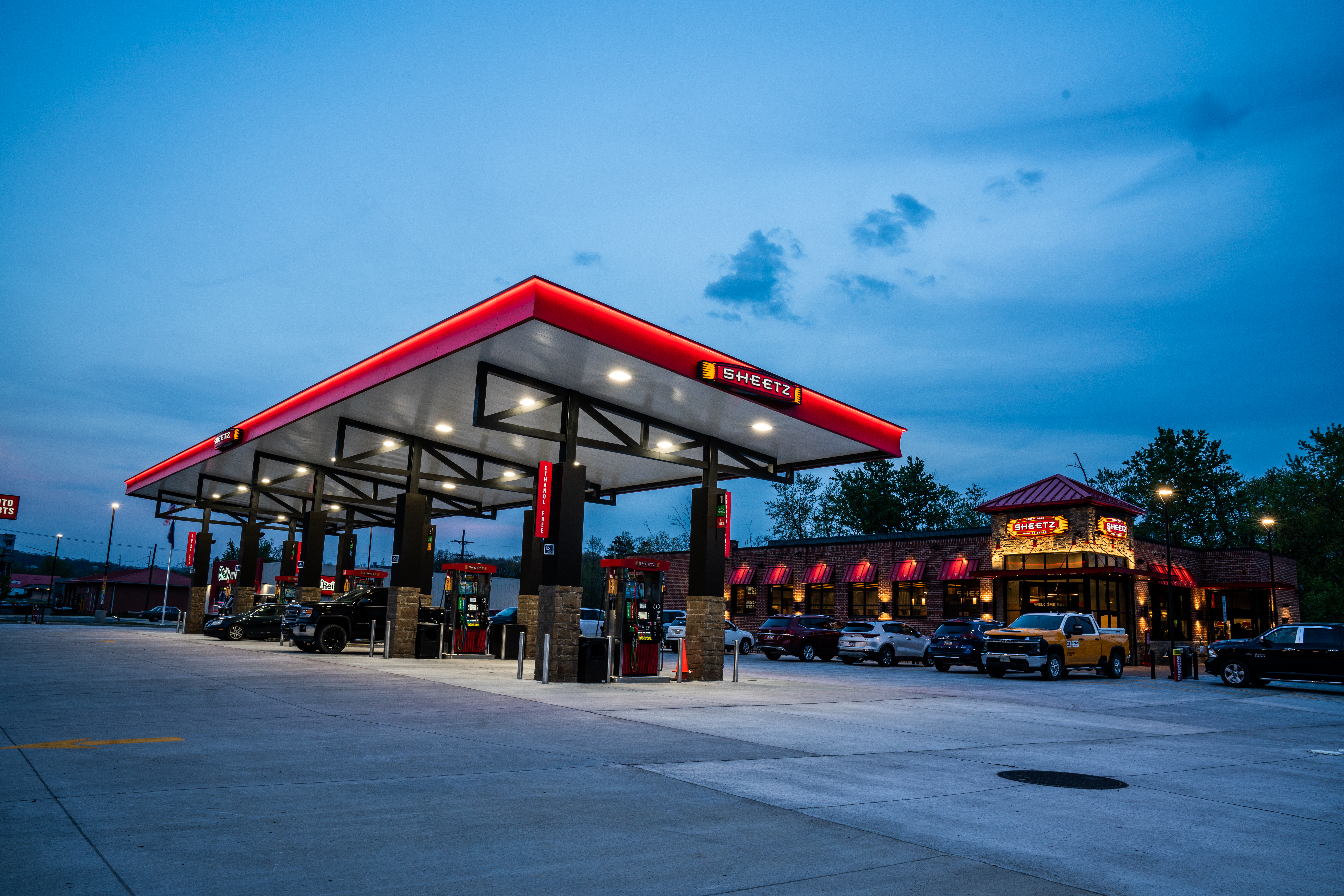 The exterior of a Sheetz gas station.