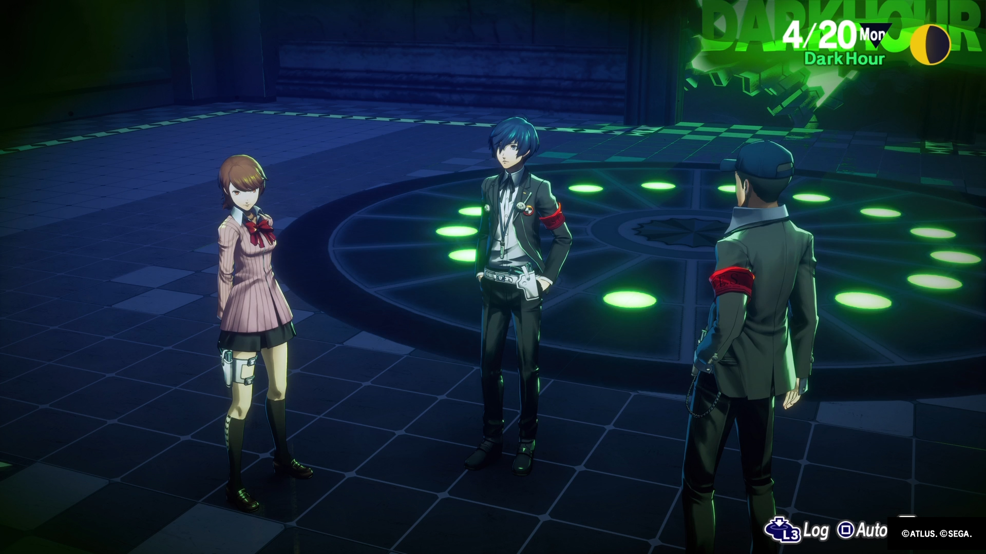 Two characters stand around while solving Social Link answers in Persona 3 Reload.