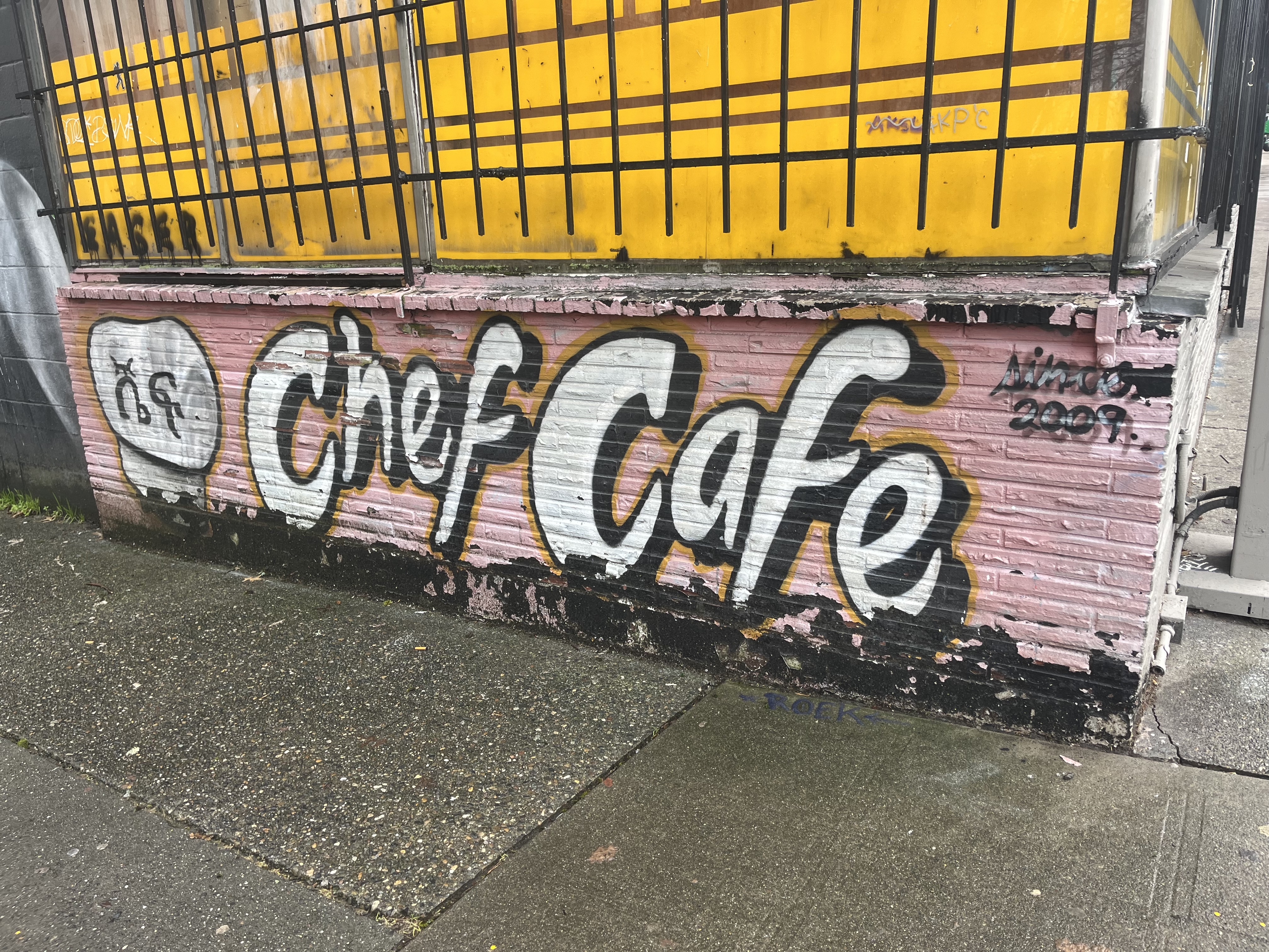 A mural that reads “Chef Cafe.”