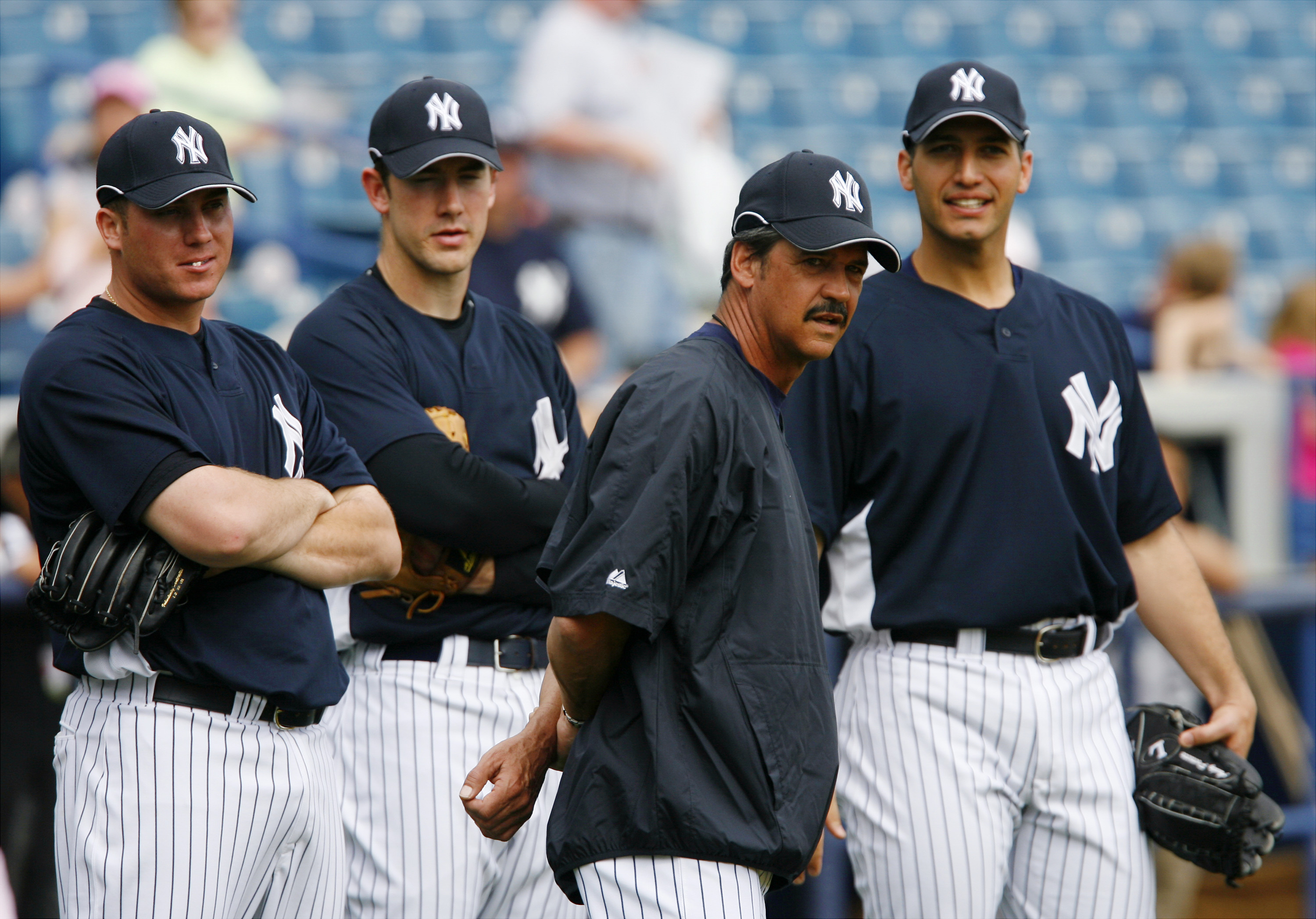 New York Yankees’ pitching coach Ron Guidry watches the morn