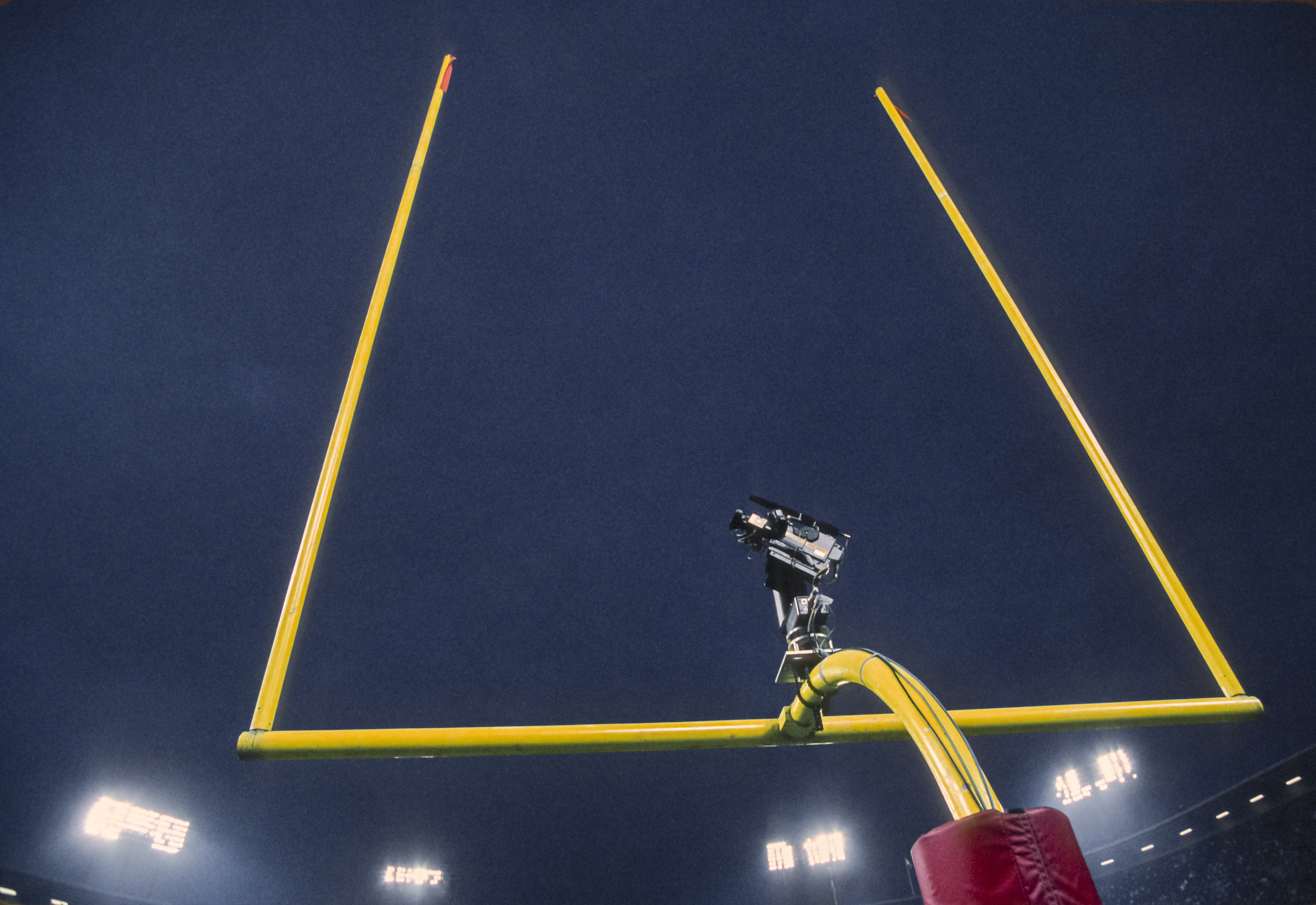 A general view of the goal posts at 3Com Park stadium (formerly known as Candlestick Park) during a Monday Night Football NFL game between the Minnesota Vikings and the San Francisco 49ers played on December 18, 1995 in San Francisco, California.