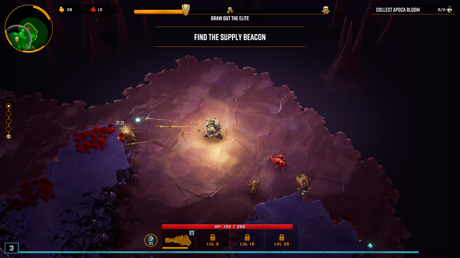 A dwarf shoots at some bugs in Deep Rock Galactic: Survivor