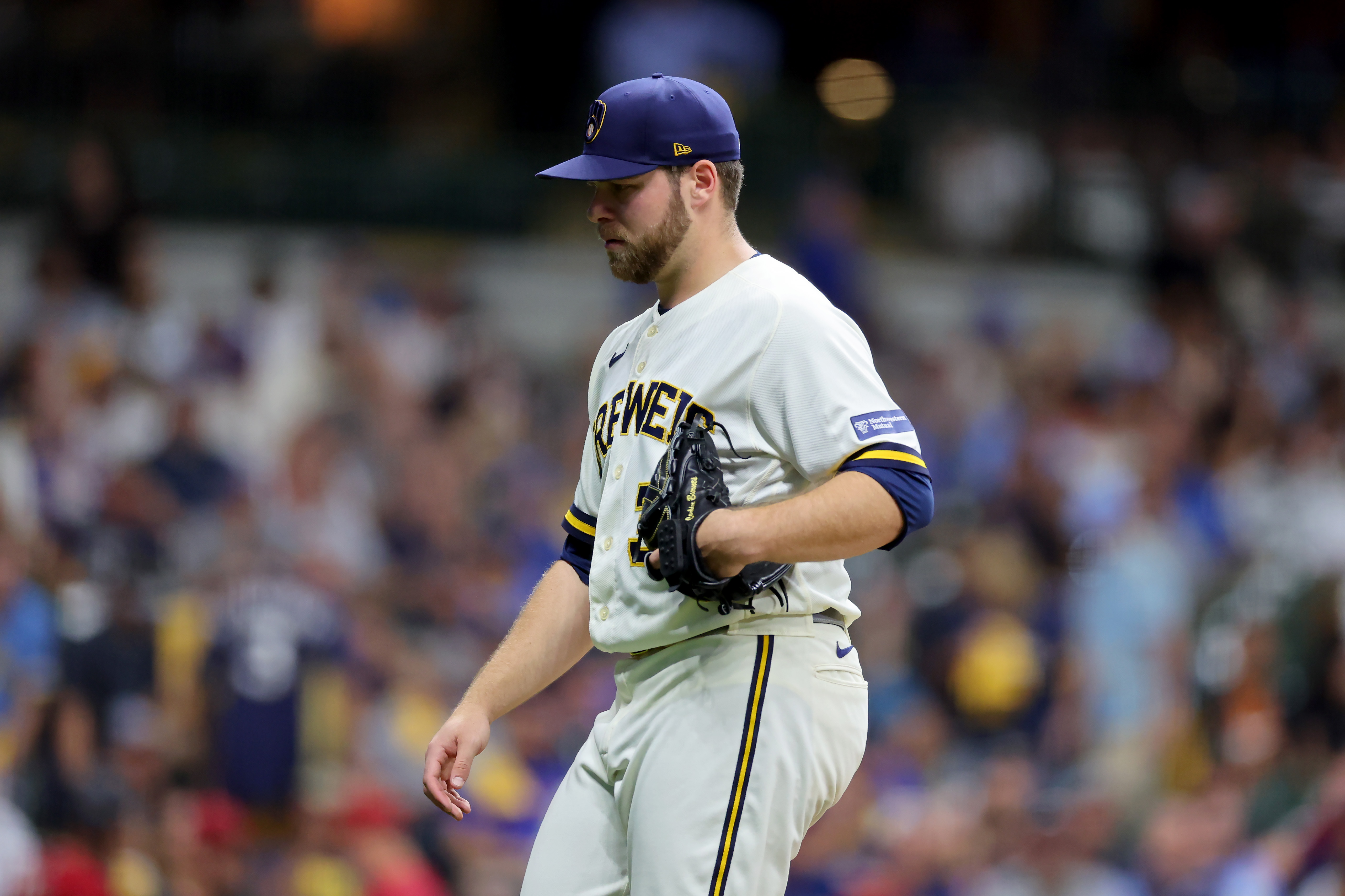 Corbin Burnes in action for the Brewers during the 2023 postseason
