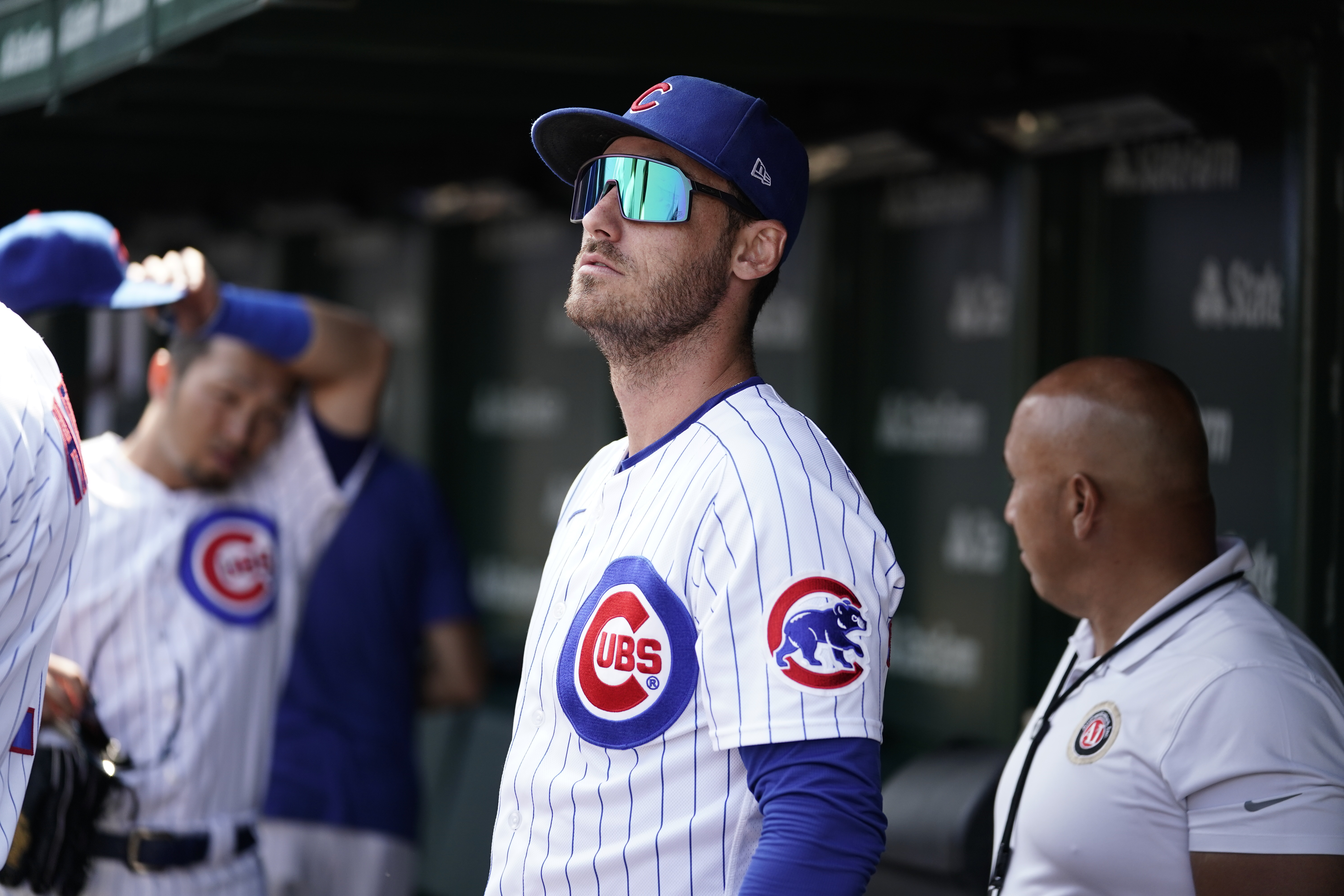 Cody Bellinger of the Chicago Cubs stands in the dugout prior to a game against the Arizona Diamondbacks at Wrigley Field on September 10, 2023 in Chicago, Illinois.