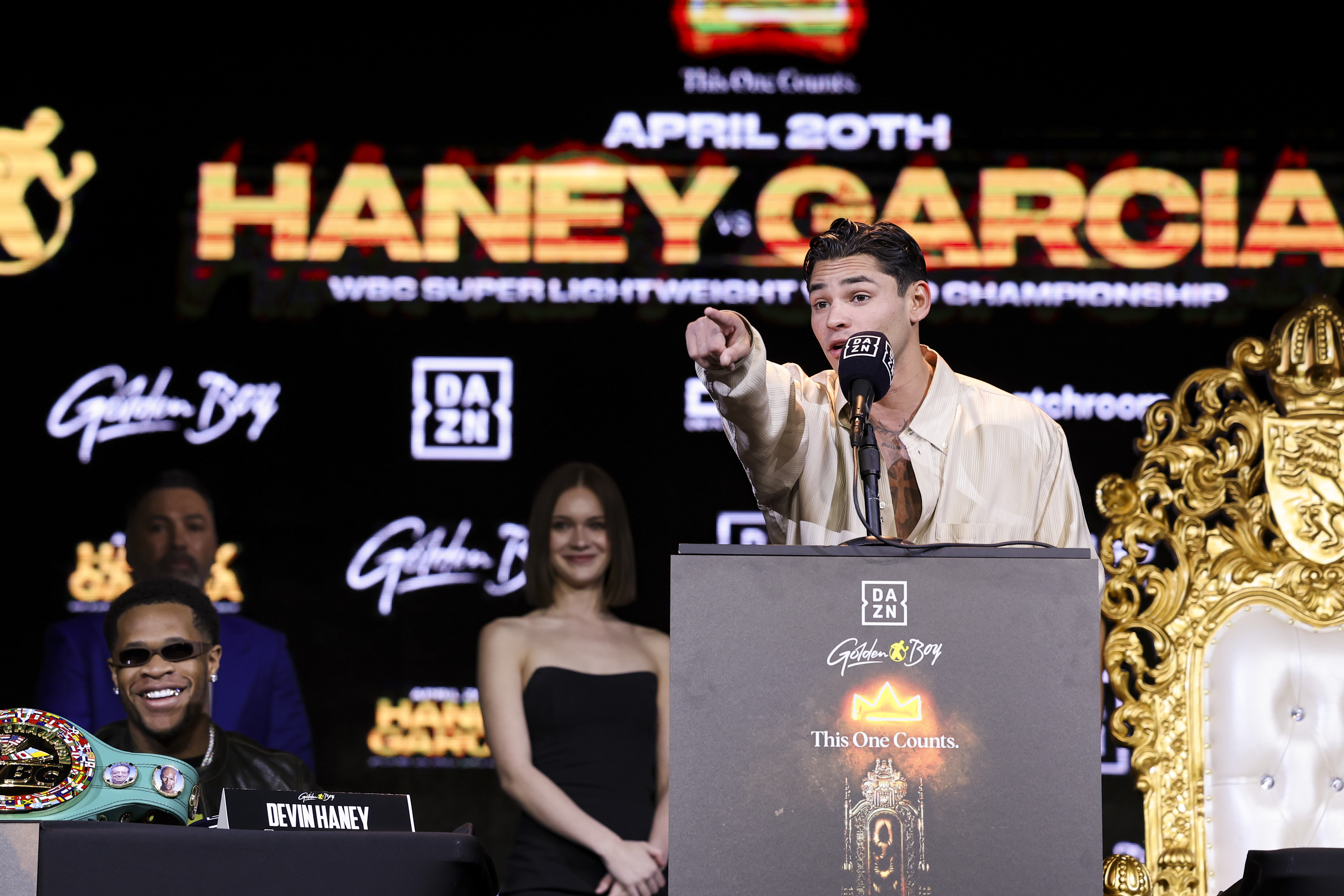 Ryan Garcia and Devin Haney appear for an opening press event for their upcoming fight.