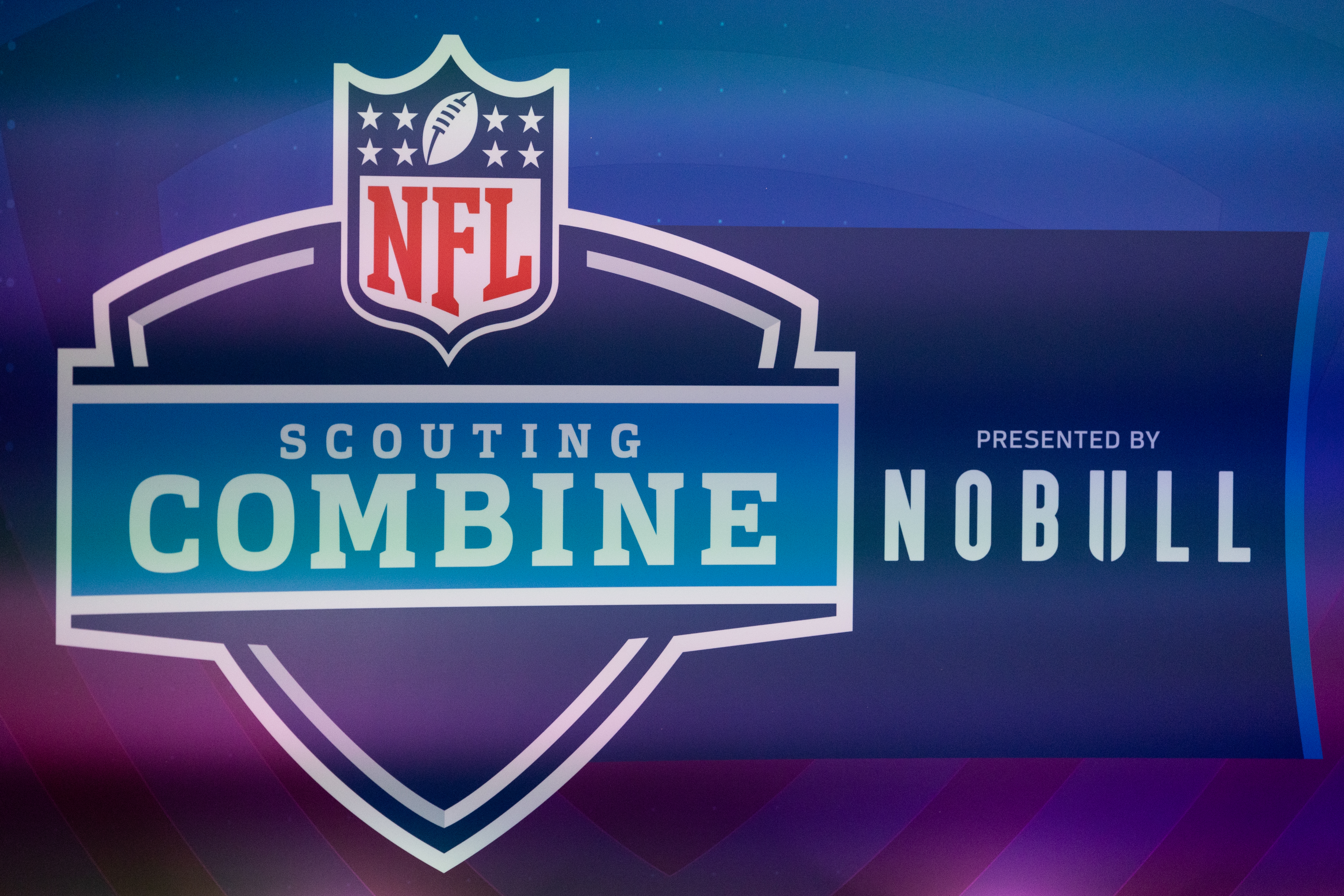 A general view of signage for the NFL Combine presented by NOBULL at Lucas Oil Stadium on February 28, 2024 in Indianapolis, Indiana.