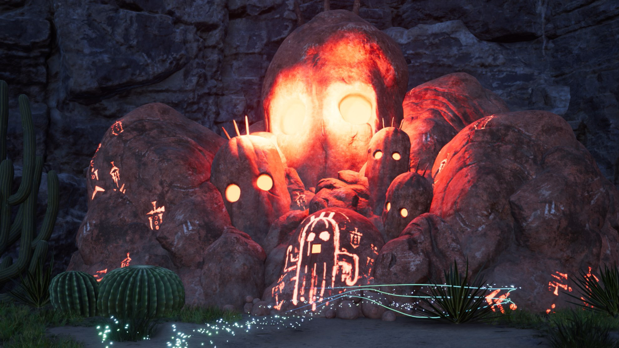 A glowing rock made up of cactuar-like shapes in Final Fantasy 7 Rebirth
