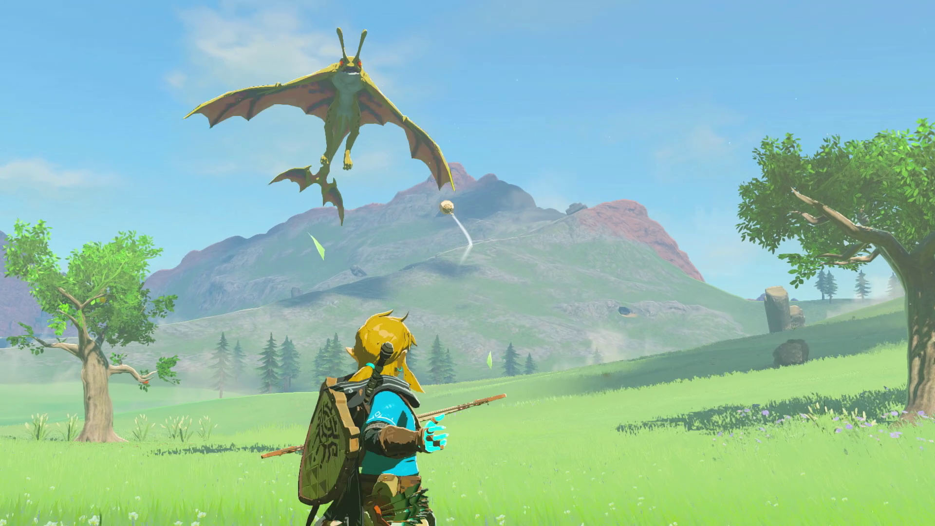 Link is seen shooting a beast with an arrow in The Legend of Zelda: Tears of the Kingdom.